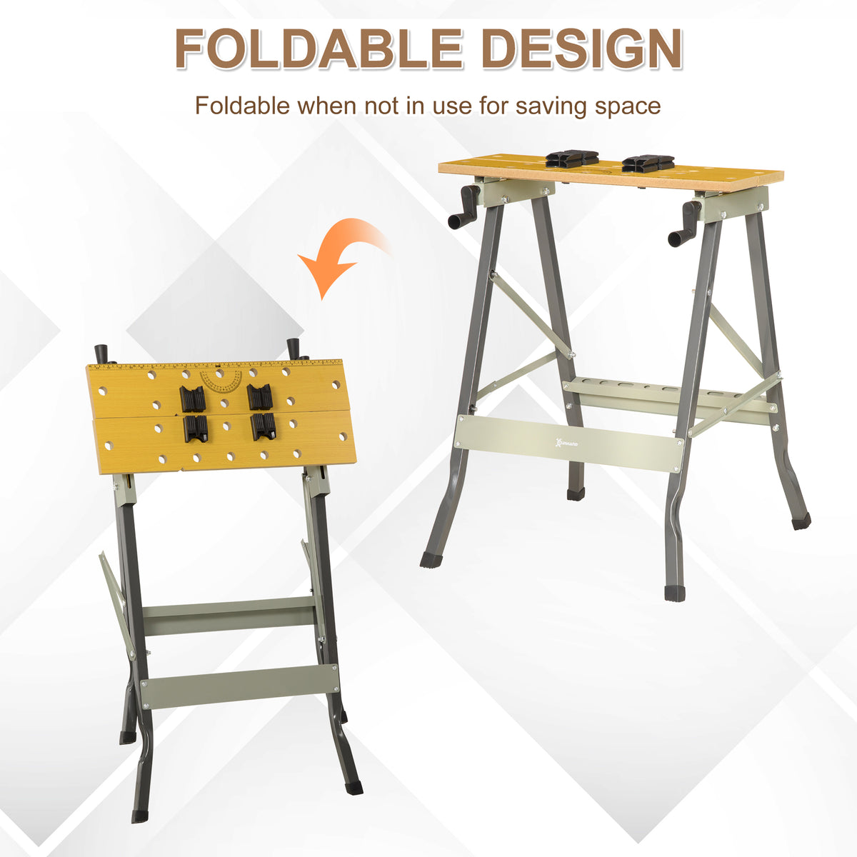 Foldable Work Bench 100 kg Capacity with 4 Adjustable Clamps