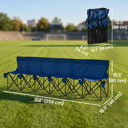 Folding chair 6 seat with cup holders and case
