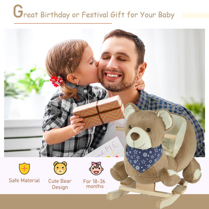 Baby plush bear rocking horse with sound