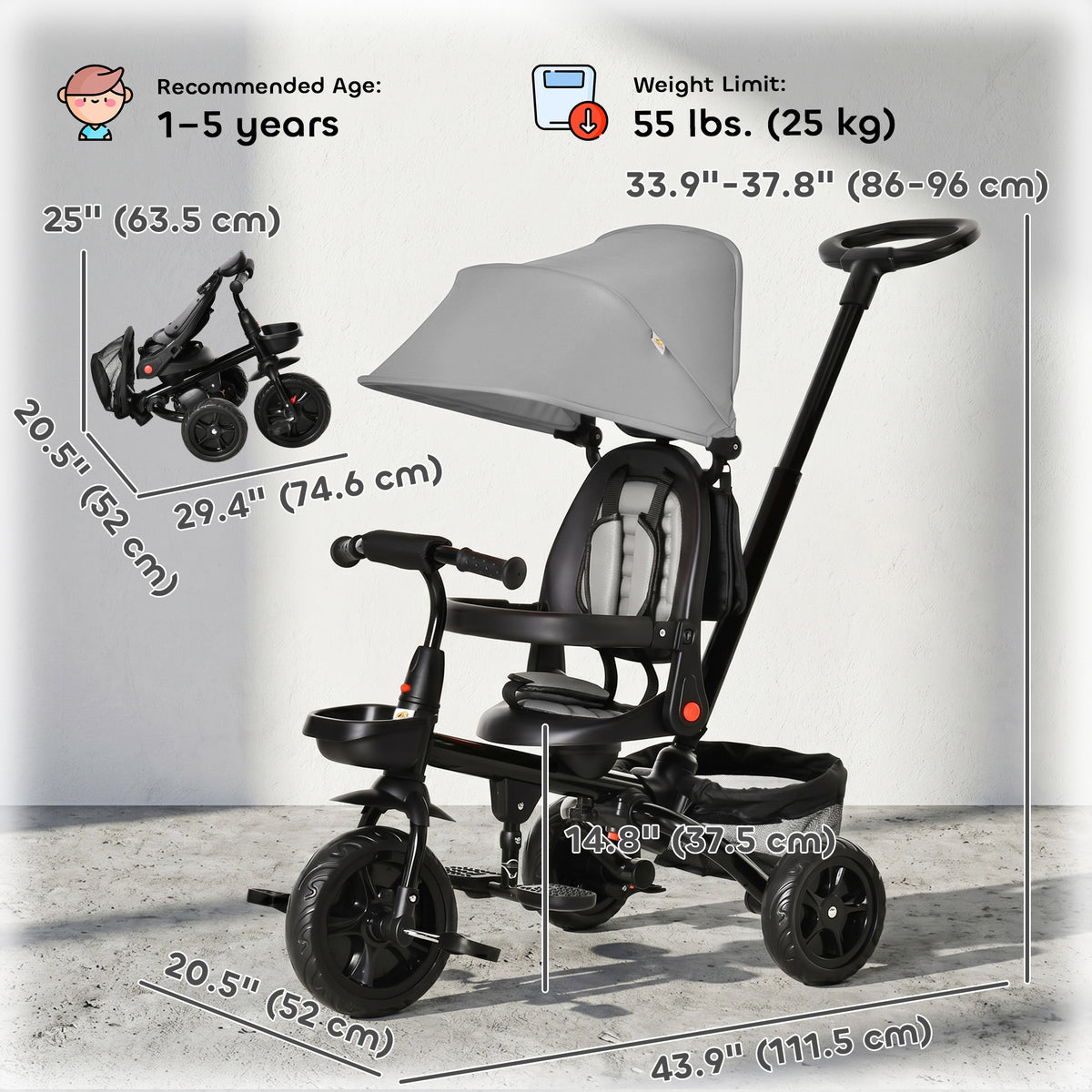 5-in-1 Growing Tricycle for Toddlers