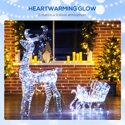 Lighted Christmas Reindeer Decoration with Sleigh