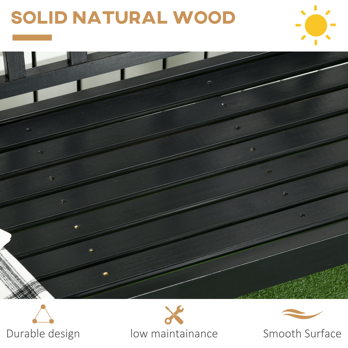 Wooden Garden Bench 3-Person — Diamond Pattern