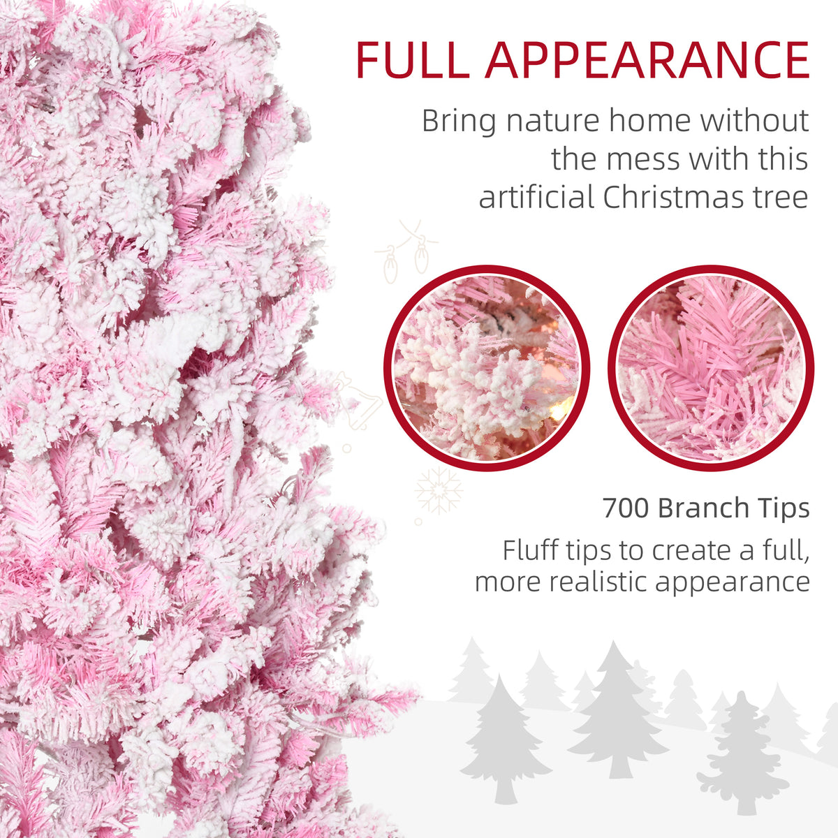 Prelit Snow Flocked Pencil Artificial Christmas Tree