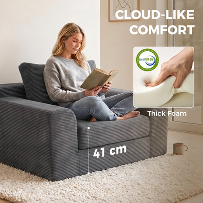 Corduroy convertible chair bed 130 cm