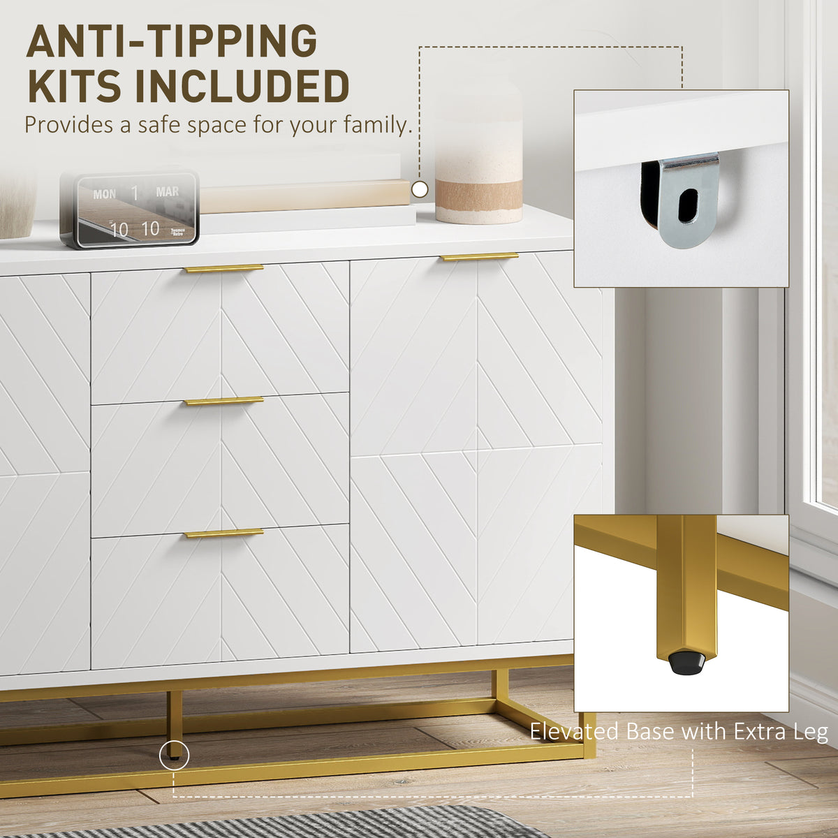 Mueble de almacenamiento de 120 cm con puertas y cajones