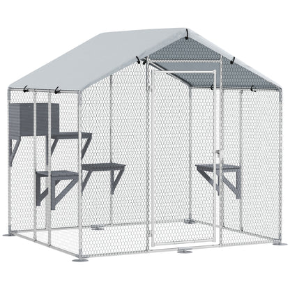 Reja exterior para gatos de metal impermeable