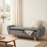 Corduroy Storage Ottoman Bench with Rolled Arms