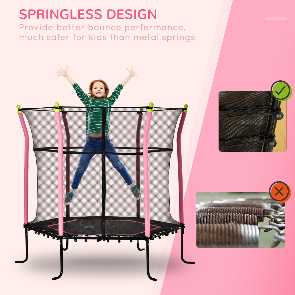 Kids Indoor Trampoline with Safety Enclosure Net