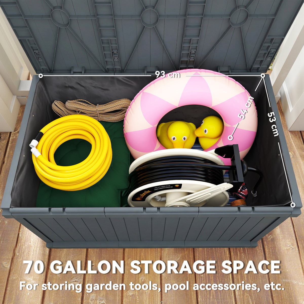 Outdoor waterproof deck storage box 265 L