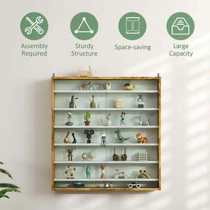 7-Tier Wall Display Cabinet with Glass Doors