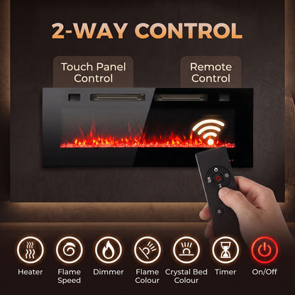 107 cm Ultra-Thin Recessed Wall Mounted Electric Fireplace