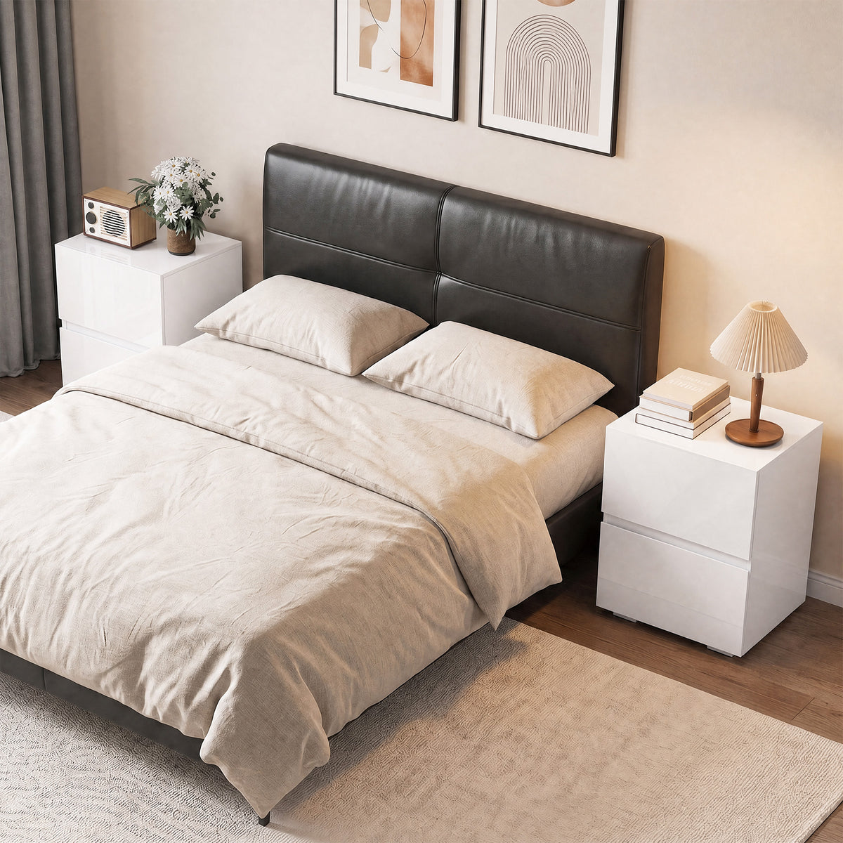 Modern Nightstand 2-Drawer Bedside Table — Set of 2