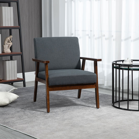 Sillón auxiliar acolchado con reposabrazos de madera