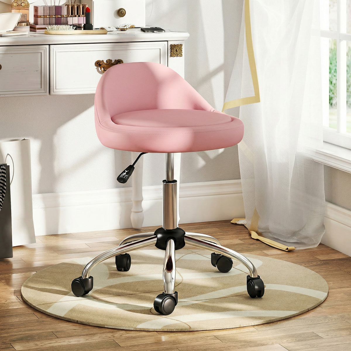 Adjustable Rolling Salon Stool