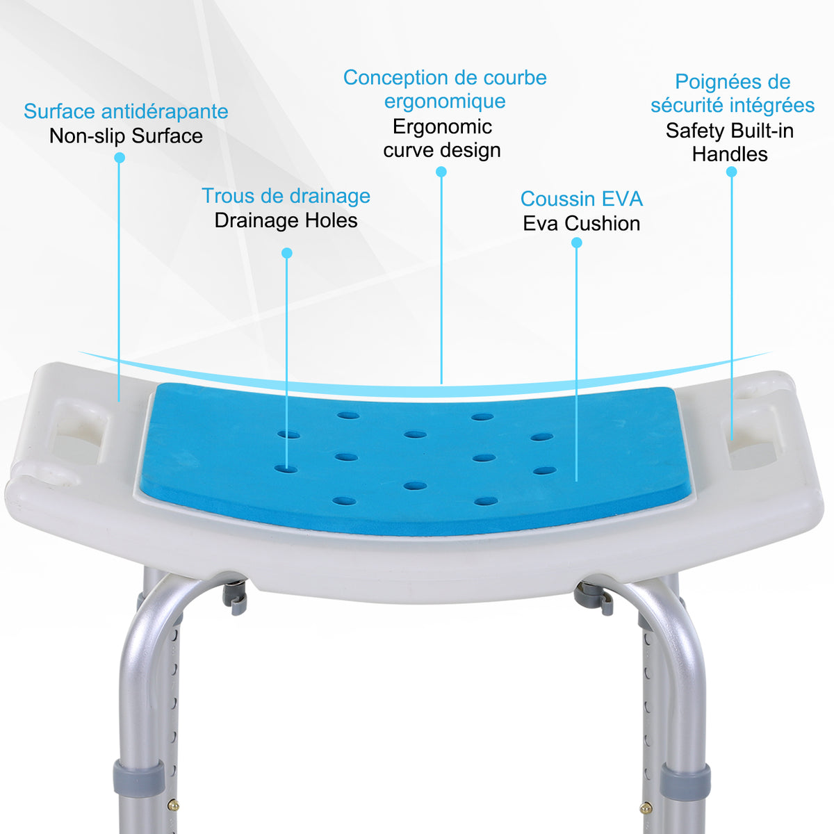 Height Adjustable Shower Chair — Aluminum
