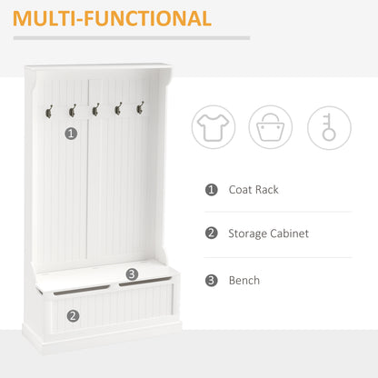 3-in-1 Hall Tree with Bench, Storage and Coat Rack