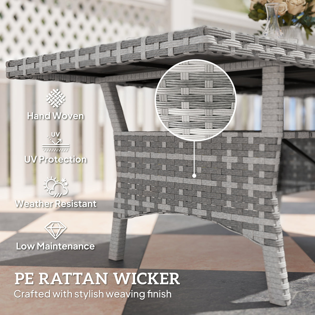 Outdoor Dining Table for 6-8 with Storage Shelf