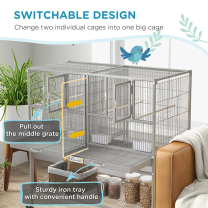 Large double rolling metal bird cage