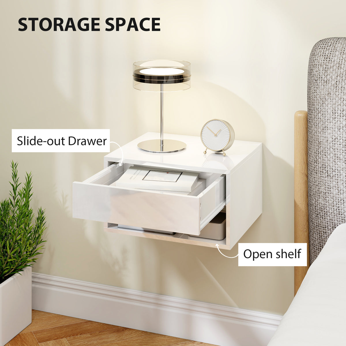 Floating bedside tables wall-mounted — Set of 2