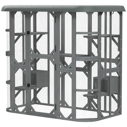 Wooden Multi-Level Outdoor Cat Enclosure