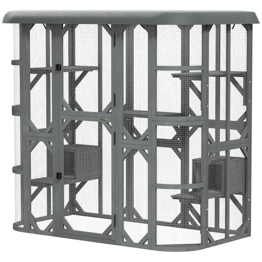 Wooden Multi-Level Outdoor Cat Enclosure
