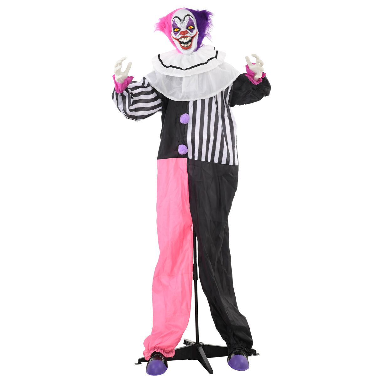 Life-Size Animated Halloween Clown Decoration — Black