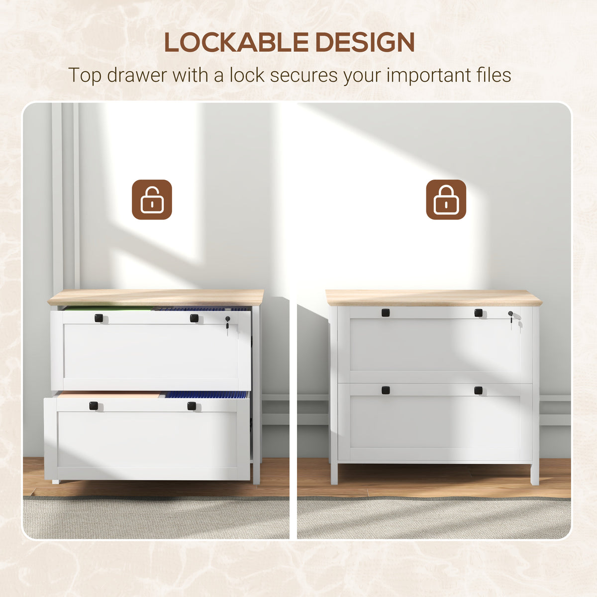 File Cabinet 2 Drawer Lockable with Adjustable Bar