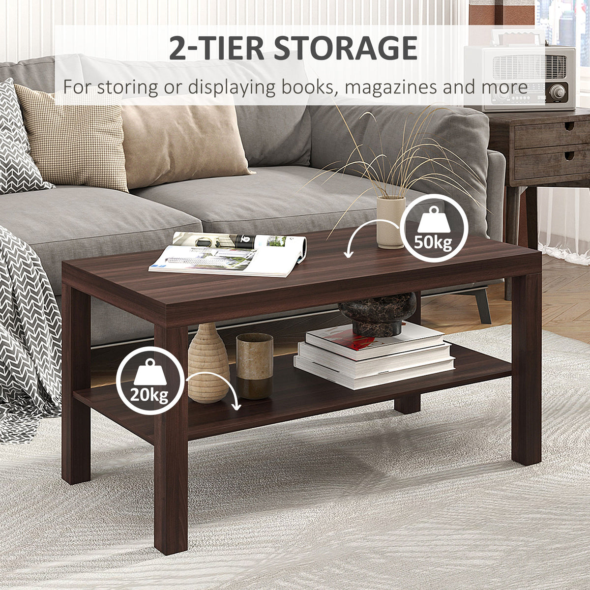 Two-Tier Engineered Wood Coffee Table