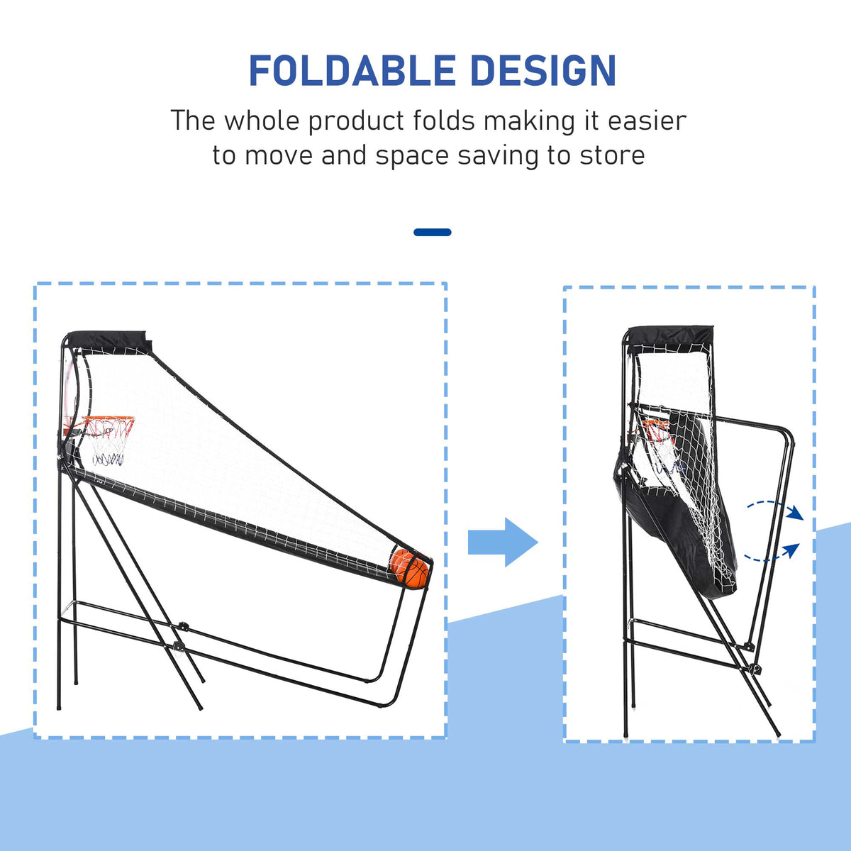 Foldable Two Player Arcade Basketball System