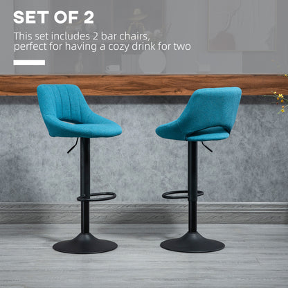 Swivel Adjustable Bar Stools Linen Upholstered — Set of 2