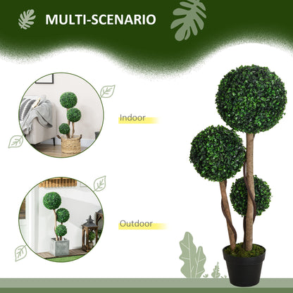 Artificial Triple Ball Topiary Tree in Pot