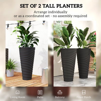 Juego de 2 maceteros apilables de 29 pulg. — negro