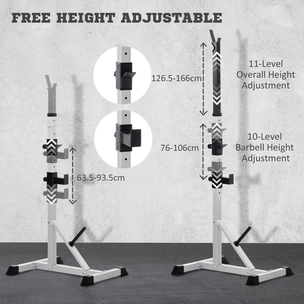 Soporte para sentadillas ajustable, robustez de acero — Lote de 2