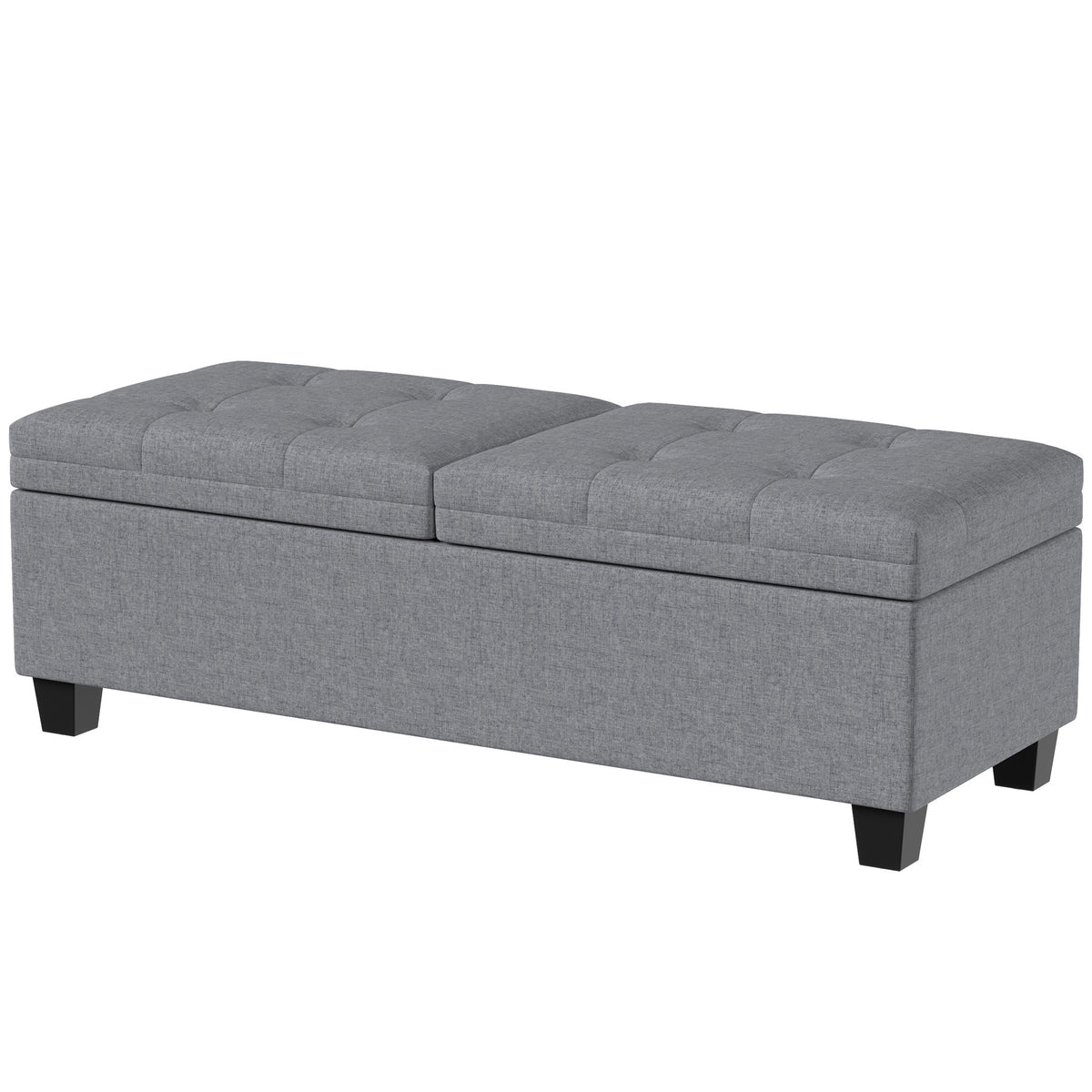 Tufted Storage Bench with Dual Lids