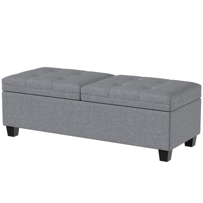 Tufted Storage Bench with Dual Lids