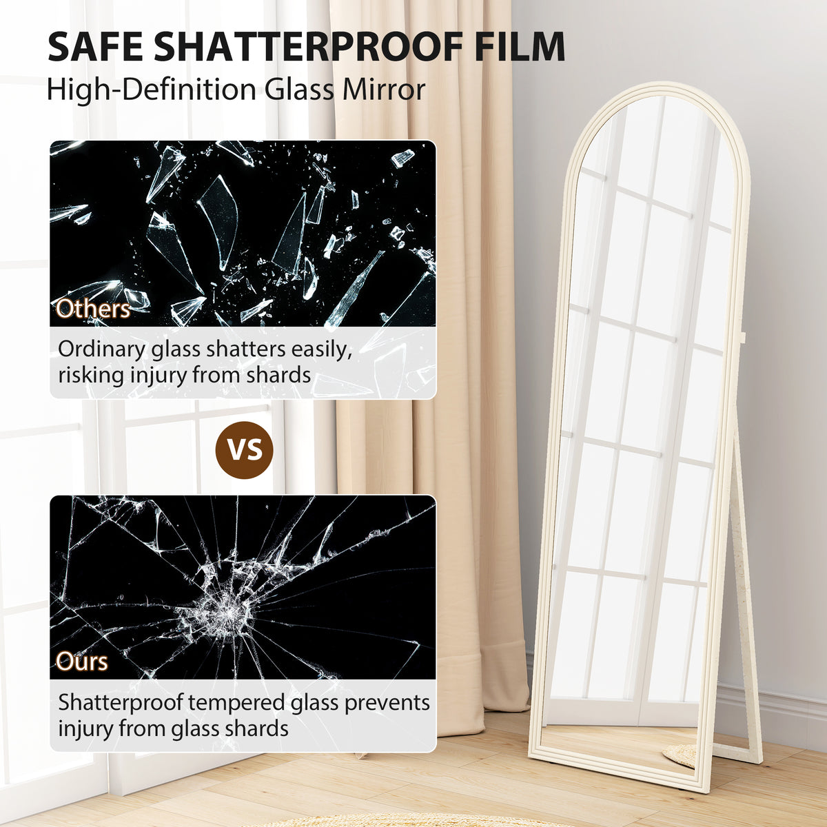 Arched Full Length Standing Mirror 64 inches
