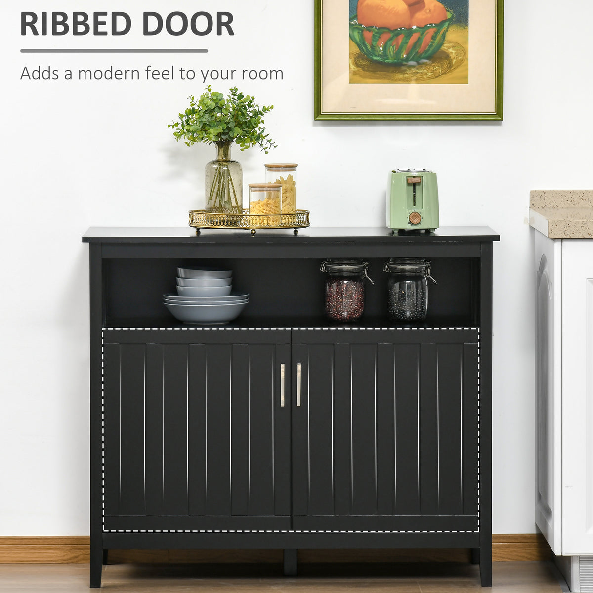 Sideboard buffet server storage cabinet with adjustable shelves