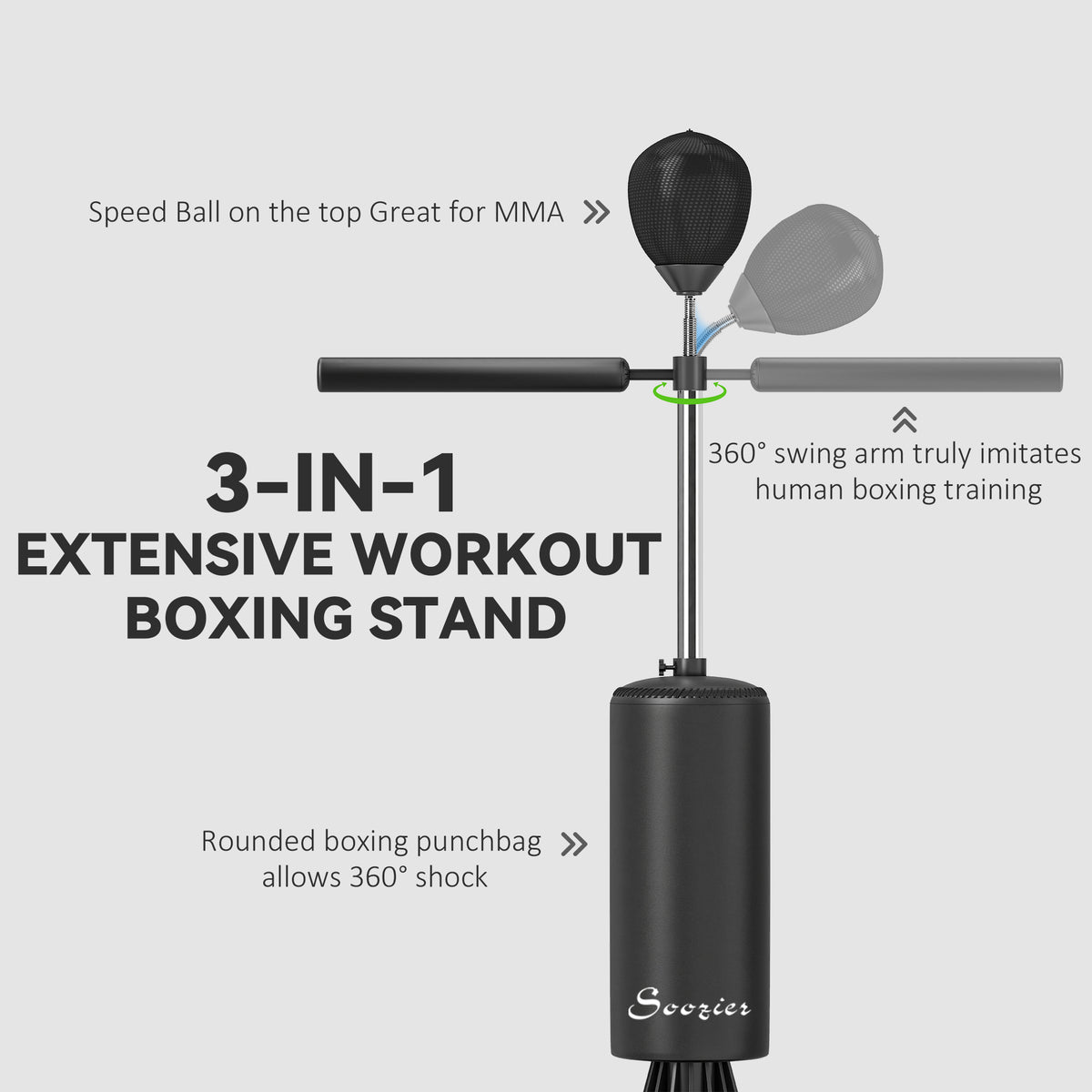 Freestanding Boxing Punch Bag Stand with Rotating Arm