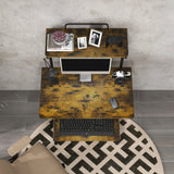 Mobile computer desk with shelves and rolling wheels