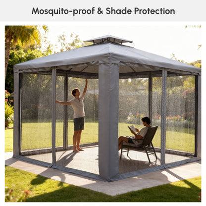 Gazebo de Patio 10x10 Pies Techo Doble