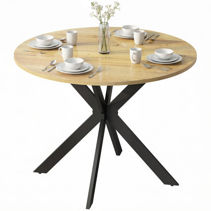 Contemporary 100 cm Round Wood Dining Table