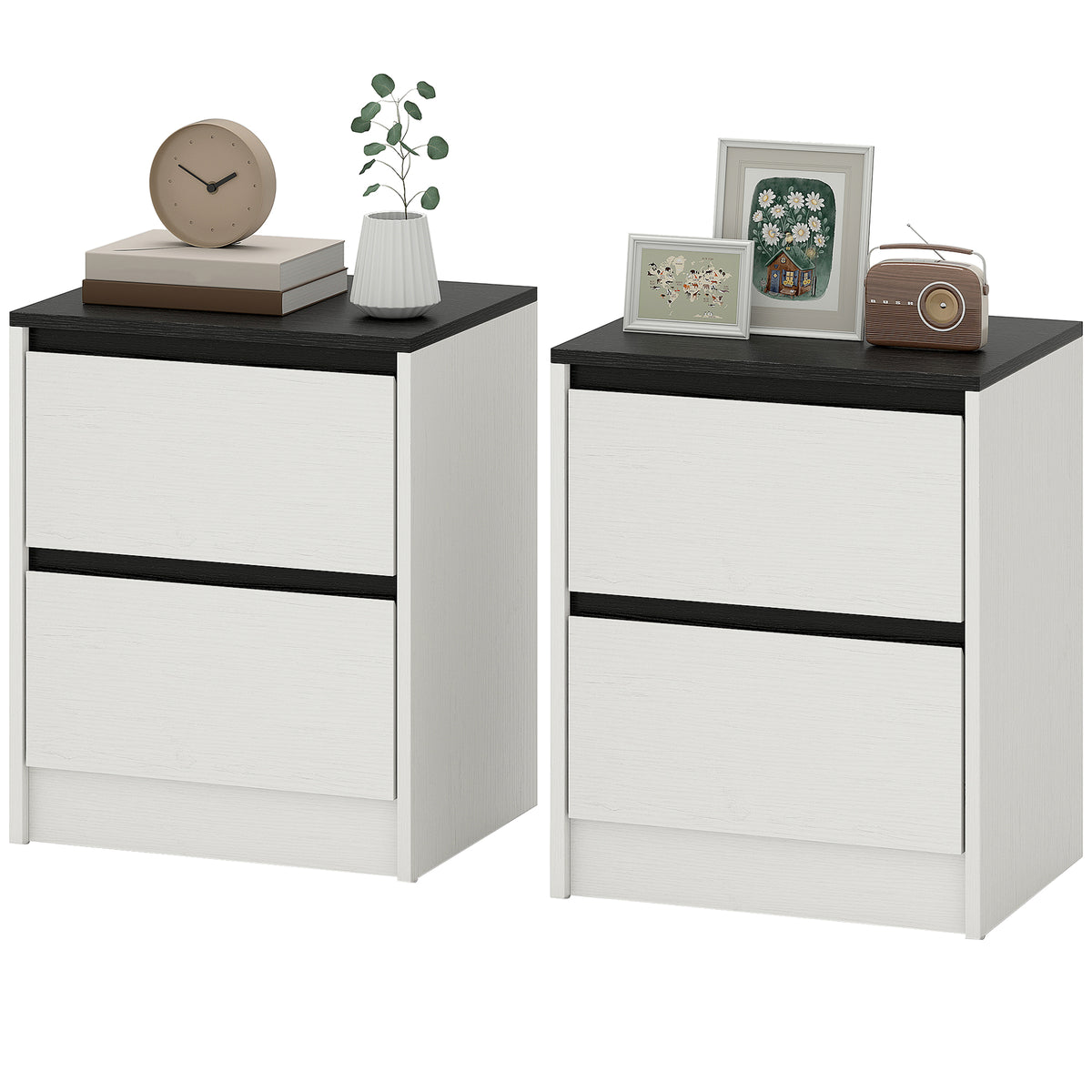 Modern bedside tables with drawers — Set of 2
