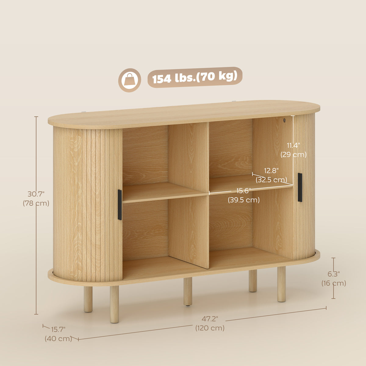 Buffet cabinet with tambour sliding doors