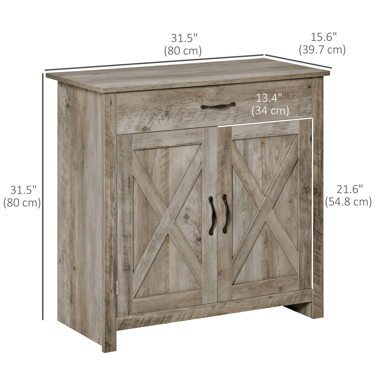Farmhouse Sideboard with Barn Doors and Drawer