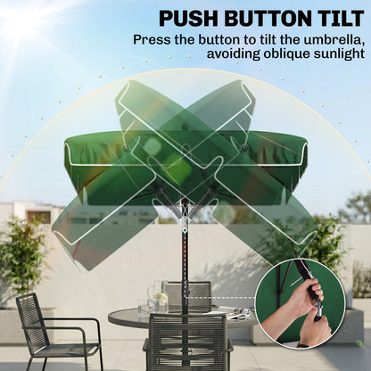 Rectangle Patio Umbrella 198 x 130 cm Tilting Aluminum