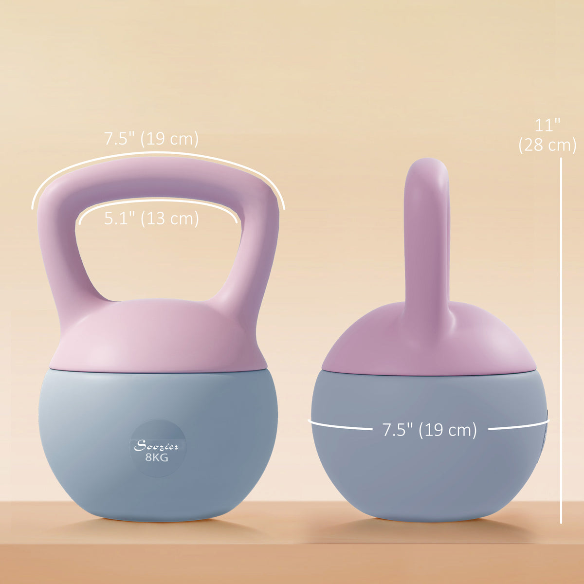 Pesa rusa flexible de 8 kg con mango antideslizante — violeta
