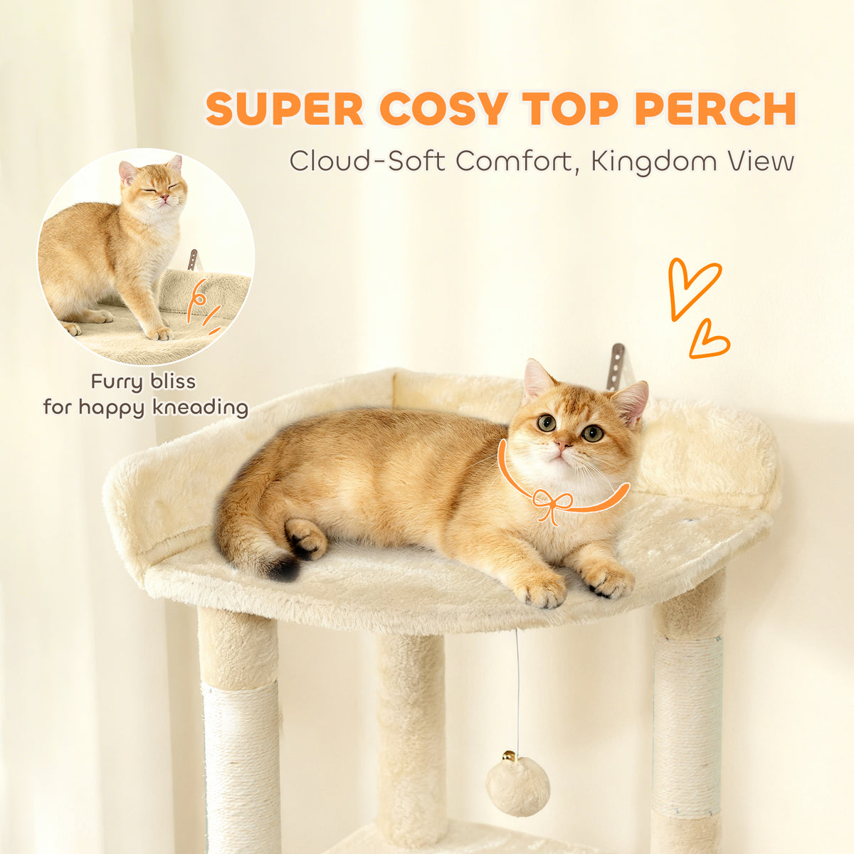 Large multi-level cat tree scratching posts tunnel
