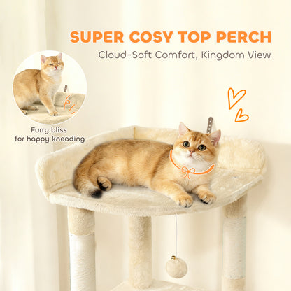 Large multi-level cat tree scratching posts tunnel