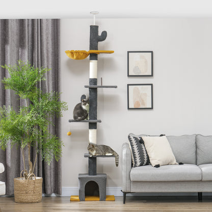 Floor to ceiling cat tree adjustable height tower