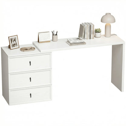 L-shaped computer desk with three drawers